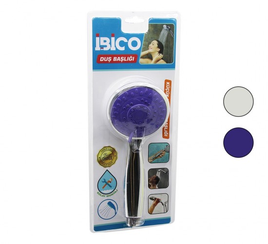 İBİCO K13-033 (KÜÇÜK) (YUVARLAK & BOMBELİ=8CM) DUŞ BAŞLIK (KADEMELİ) (KROM GÖVDE-BEYAZ-RENKLİ ZEMİN)(SAP:11.5CM)*110