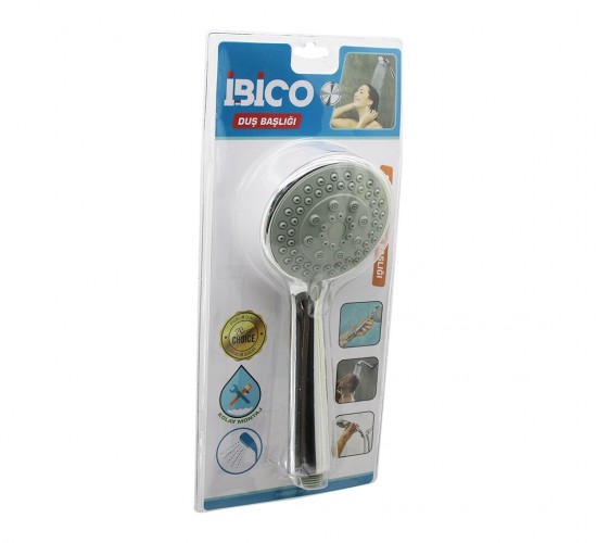 İBİCO K13-040 (ORTA BOY) (YUVARLAK & BOMBELİ =9.7CM) DUŞ BAŞLIK (KADEMELİ) (VAKUMLU) (KROM GÖVDE & GRİ ZEMİN)(SAP:14.5CM)*77