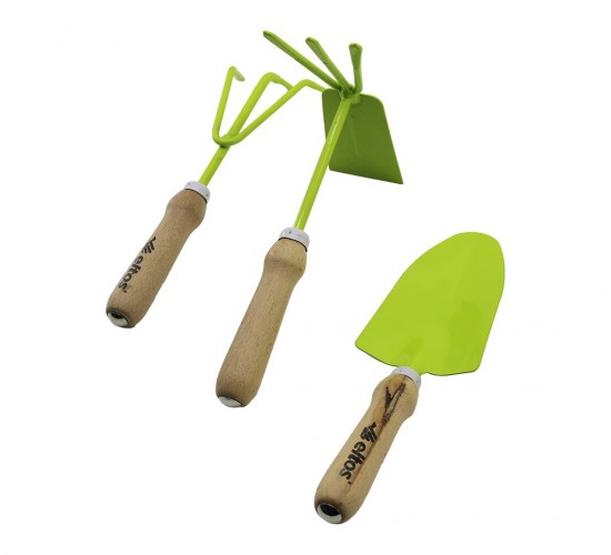 ELTOS EBS-003 ( 3PCS ) BAHÇE HOBİ SETİ ( RENKLİ METAL ) ( ÇİFT BAŞLI ÇAPA & 3 DİŞLİ TIRMIK & KÜREK ) (AHŞAP SAPLI)*24