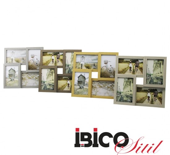 İBİCO İ12-035 ( 4LÜ & BİRLEŞİK & LÜX BAMBU ) (TEK RENK MİX ÇERÇEVE) (AİLE FOTO) AHŞAP RESİM ÇERÇEVE ( 4