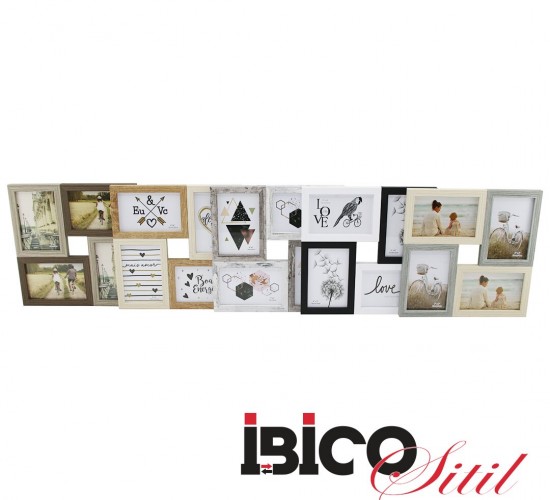 İBİCO İ12-036 ( 4LÜ & BİRLEŞİK ) (İKİ RENK MİX ÇERÇEVE) (AİLE FOTO) AHŞAP RESİM ÇERÇEVE ( 4