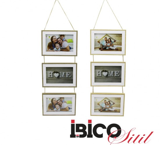 İBİCO İ12-039 ( 3LÜ & LÜX BAMBU & ÇİFT RENK ÇERÇEVE & İPLİ & AİLE FOTOLUK ) AHŞAP RESİM ÇERÇEVESİ ( 6