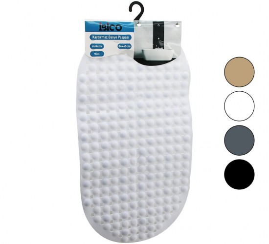 İBİCO İ21-001 (OVAL & PLASTİK) (KABARTMA TOP DESENLİ & RENKLİ) (63PCS VANTUZLU) KAYDIRMAZ BANYO & KÜVET PASPASI(34X65CM)*60