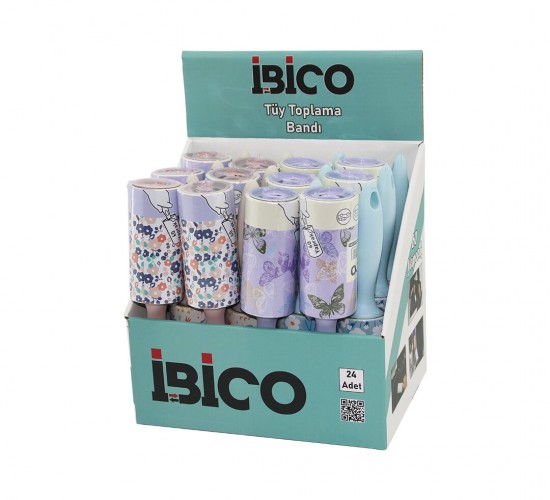 İBİCO İ21-044 ( STANDLI ) ( SAPLI ) ( 60 YAPRAK ) ( YAPIŞKANLI ) PRATİK TÜY TOPLAYICI RULO BANT (PET SHOP)*24X6