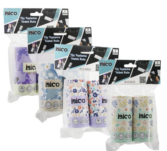 İBİCO İ21-045 (2PCS YEDEK) ( 2X60 YAPRAK ) (YAPIŞKANLI) PRATİK TÜY TOPLAYICI YEDEK RULO BANT (PET SHOP)*12X12