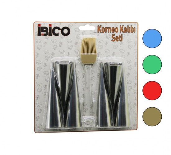 İBİCO İ22-163 (7PCS) (6-KORNEO KALIP & 1-SİLİKON FIRÇA) PASTA DEKORASYON SETİ (ÇAP:3.3CM X UZUNLUK:12CM) (BRKT-921633)*144