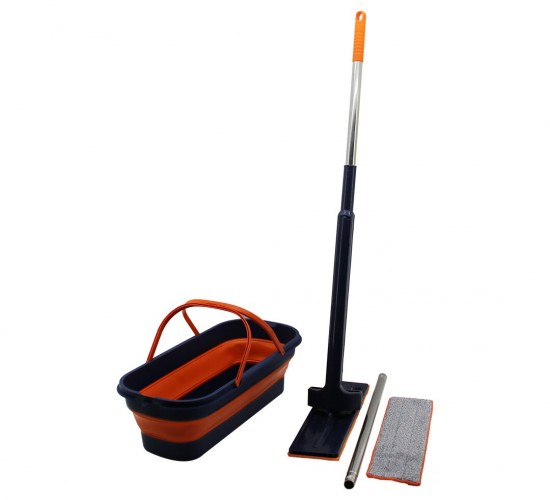 İBiCO İ21-019 (KENDİNDEN SIKMALI) (KATLANIR & TEKERLİ KOVALI) MOP SETİ (YEDEK BEZLİ)(360° BAŞLIK=11.5X41CM& SAP:130CM)*50