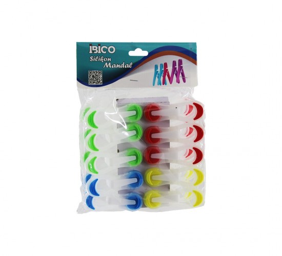 İBİCO İ21-036 ( 10PCS ) ( ŞEFFAF & RENKLİ UÇ ) SİLİKON & PLASTİK MANDAL*12X12