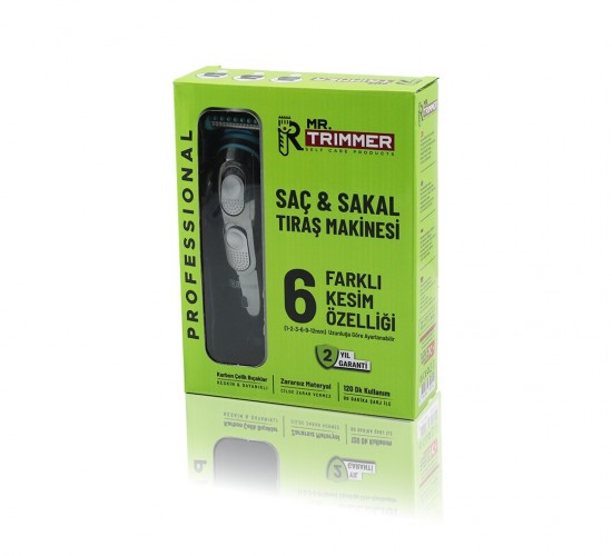 MR.TRIMMER MR-055 RD-055 SAÇ & SAKAL KESME TRAŞ MAKİNESİ ( 6 FARKLI KESİM ) ( USB ŞARJLI ) ( 2 KADEME BIÇAK AYARI )*60