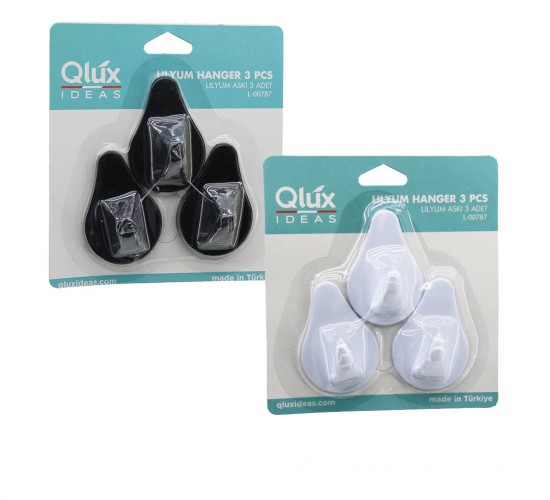 QLUX L-00787 ( 3PCS ) LILYUM ASKI ( SİYAH & BEYAZ PLASTİK ) ( YAPIŞKANLI MONTAJ )*60