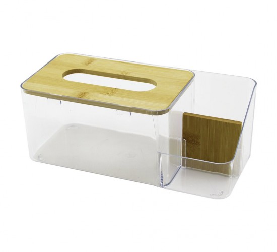 WENKEN UR-3467 ( BAMBU KAPAKLI ) PEÇETELİK & ORGANİZER ( MİKA KRİSTAL PLASTİK ) ( 2+1 BÖLMELİ ) (11 X 24.5CM)*24=K