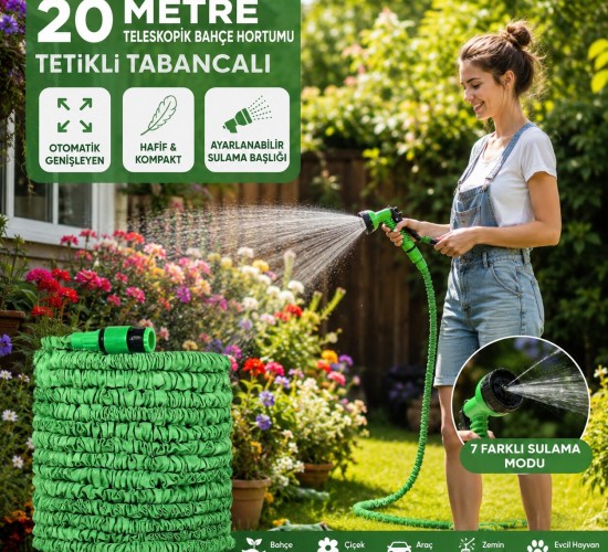 EMKA MAX-5465 ( 20MT ) ( TELESKOPİK UZAYAN ) BAHÇE HORTUMU ( 7 FONKSİYON AYARLI TETİKLİ TABANCA )*24