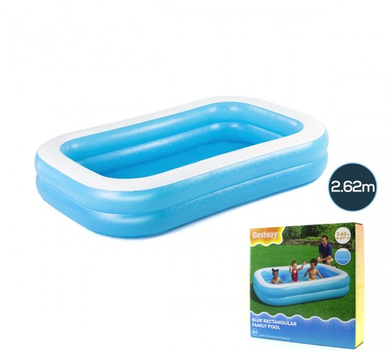 BESTWAY-54006 ( 2 HALKA ) ( 778LT ) DİKDÖRTGEN AİLE MAVİ ŞİŞME HAVUZ ( 2.62X1.75X51CM ) ( 6+ YAŞ )*3=K