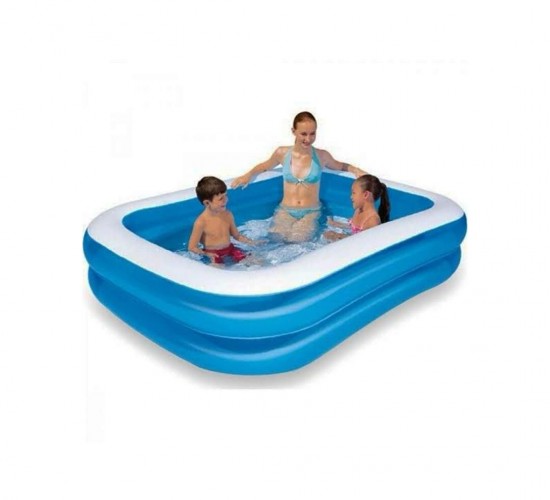 BESTWAY-12819 ( 2 HALKA ) ( 400LT ) KARE AİLE MAVİ ŞİŞME HAVUZ ( 2.11X1.32X46CM ) ( 3+YAŞ )*3=K