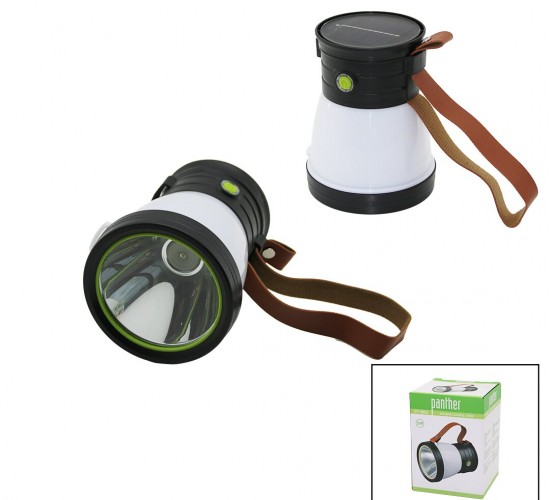 PANTHER PT-8151 (2İN1) (5W+360°SMD) EL FENERİ (SOLAR& USB ŞARJ) (POWERBANK)(500LM)(IŞIK AYARI)(FLAŞÖR)(SUNİ DERİ KULP)*72