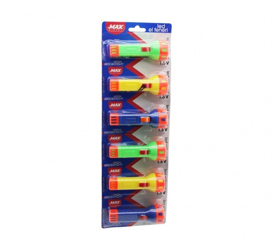ZMAX ENERGY MAX-3145 GH-9158 ( PİLLİ ) EL FENERİ ( RENKLİ PLASTİK ) (1.5V ) ( ASKILI KARTELA STAND )*6X40