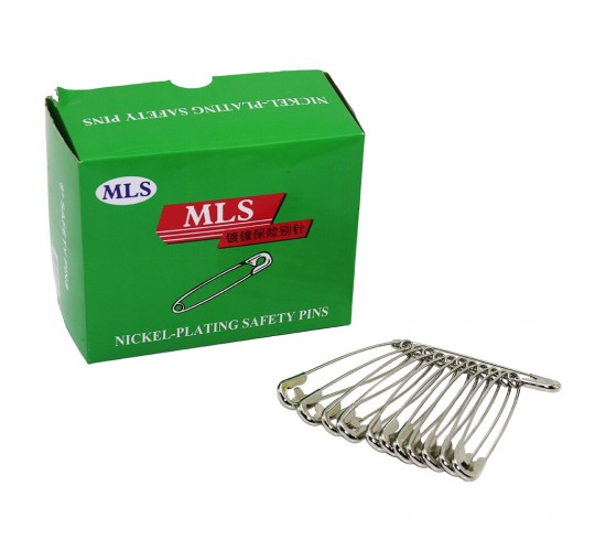 MLS NICKEL-PLATING SAFETY PINS ( GÜMÜŞ ) ( NO-8# ) ÇENGELLİ İĞNE (12PCS X 12Lİ =144PCS=PAKET)*1X50