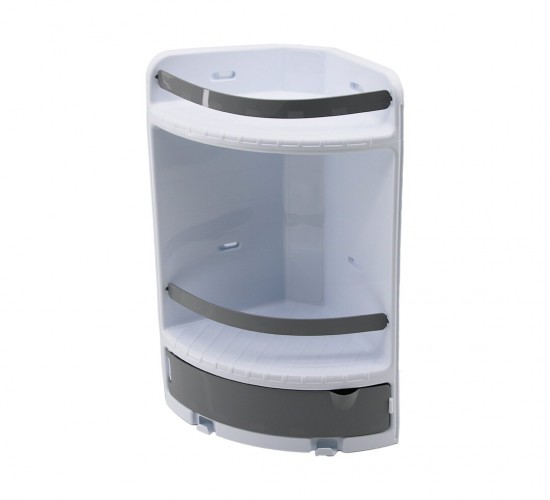 QLUX L-00289 ( ÇEKMECELİ ) ( 3 KATLI ) ( 3GEN ) ( 37X28X18X18CM ) BANYO KÖŞESİ ( PLASTİK ) ( VİDALI MONTAJ )*8=K