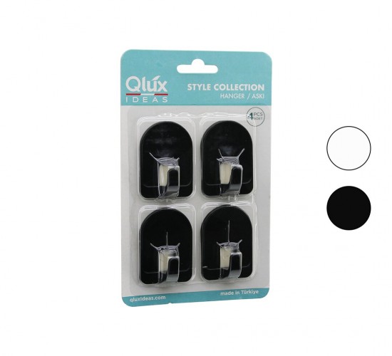 QLUX L-00950 ( 4PCS ) DOME ASKI NO-2 ( KUBBELİ & SİYAH & BEYAZ & PLASTİK ASKI ) ( YAPIŞKANLI MONTAJ )*50