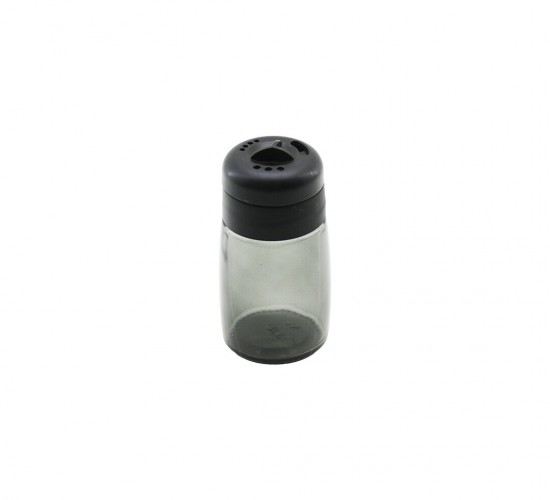 QLUX C-00366 SİYAH İNCİ ( SİYAH ŞEFFAF CAM ) TUZLUK & BAHARATLIK ( 100CC ) ( PLASTİK KAPAK= 3 SİTİL DÖKÜM )*30=K