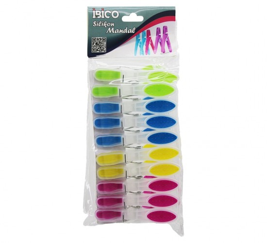 İBİCO İ21-038 ( 10PCS ) ( RENKLİ SİLİKON AĞIZ & BAS-AÇ ) ( ŞEFFAF PLASTİK ) MANDAL*12X12