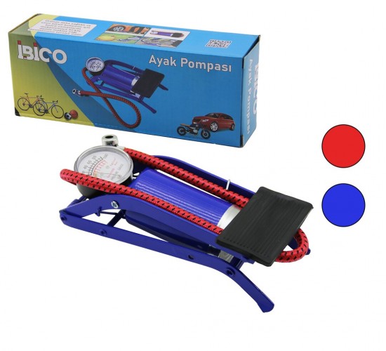 İBİCO İ18-037 (YATAY MODEL) (İNCE PİSTONLU) AYAK POMPASI (OTO-ARAÇ & BİSİKLET-MOTOR LASTİK & TOP & ŞİŞME HAVUZ-YATAK)*25