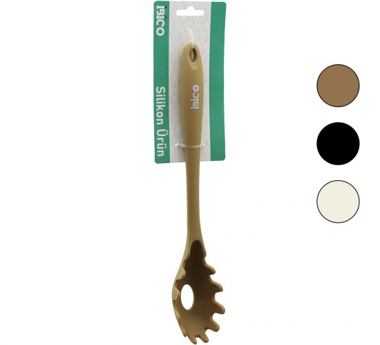 İBİCO İ22-033 ( RENKLİ SİLİKON ) ( MAKARNA & SALATA ) ( SERVİS ) KAŞIK ( SİLİKON SAPLI ) ( 28CM )*12X6