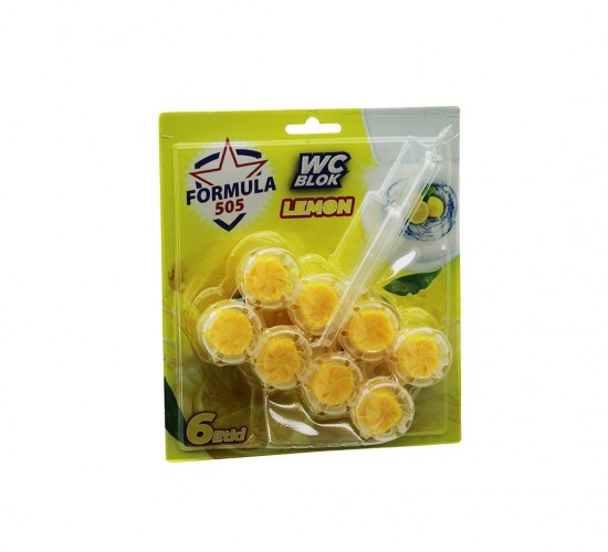 FORMULA 505 (LİMON) (4LÜ X 2PCS) (WC BLOK) (6ETKİ=KİREÇ ÖNLEYİCİ& HOŞ KOKU& KİR GİDER& KÖPÜK& PARLAKLIK) (4 HAFTA) (100GR)*12=K