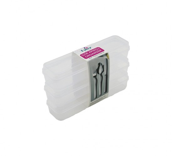 TİMEX TİM-195 (3PCS) (ŞEFFAF PLASTİK) ÇOK AMAÇLI ORGANİZER (KAPAKLI KUTU) (24X7X4.5CM) (KAŞIK-ÇATAL & KALEMLİK & KİŞ.BAKIM)*36=K
