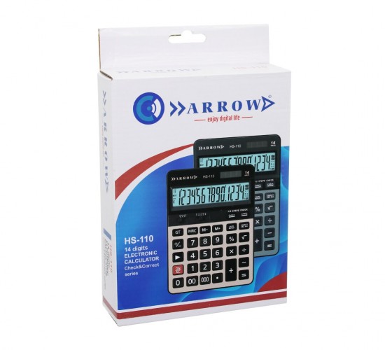 ARROW HS-110 ( 14 HANELİ ) HESAP MAKİNESİ ( GÜNEŞ ENERJİLİ & PİLLİ ) ( 112 ADIM KONTROLÜ ) ( 19.5 X 14.3 X 3.5CM ) ( 300GR )*40