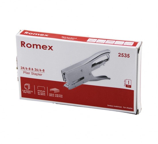 ROMEX KOD-2535 (PENSE MODEL) ÇELİK ZIMBA MAKİNESİ (24 /6-8 & 26 /6-8 ) (56MM) (100-150PCS TEL HAZNE) (2-45 SAYFA= 80GR)*50