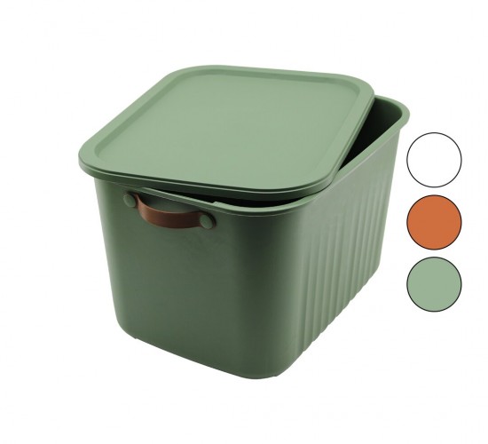 BOXSIS OM-0664 ( 20LT ) ORGANİZER KAPAKLI KUTU ( RENKLİ PLASTİK ) ( YAN KULPLU ) ( 40 X 30 X 25CM )*12=K
