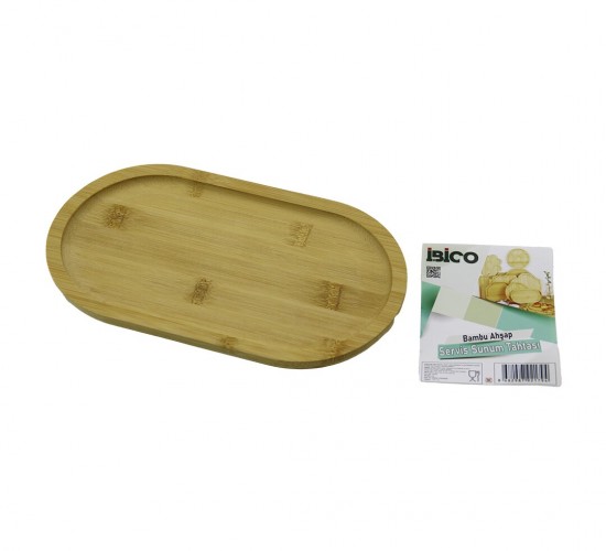 İBİCO İ22-179 ( OVAL ) AHŞAP BAMBU SERVİS SUNUM TEPSİ & TAHTASI ( MİNİ TEPSİ ) ( 25 X 14 X 1.4CM )*36