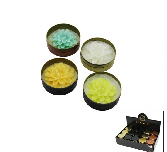 MAXİMUM MAX-5332 ( TENEKE KUTU=MİX RENKLİ ) ( LOTUS MODELİ ) ( RENKLİ & KOKULU ) MUM*45X8