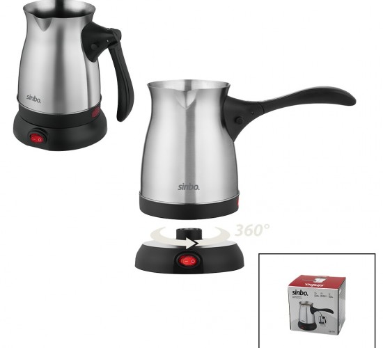 SİNBO SCM-2991 (ÇELİK) ELEKTRİKLİ CEZVE (TÜRK KAHVE MAKİNESİ & 6FİNCAN=500ML) (360° KABLOSUZ KULLANIM) (KATLANIR KULP) (600W)*8