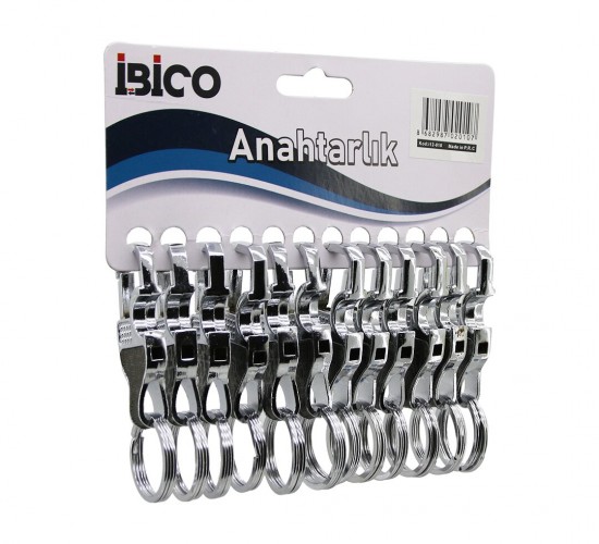 İBİCO İ12-010 ( KUPA MODEL GÖVDE ) ( METAL ) ANAHTARLIK ( ÇİFT HALKALI ) ( KEMER GEÇMELİ )*12X50
