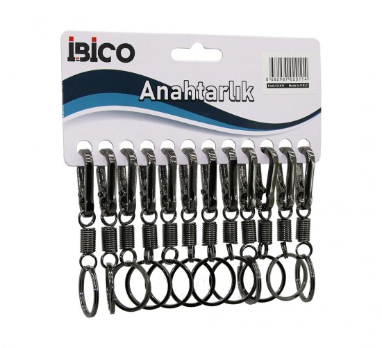 İBİCO İ12-011 ( FÜME ) ( YAYLI GÖVDE ) ( METAL ) ANAHTARLIK ( TEK HALKALI ) ( KEMER GEÇMELİ )*12X100