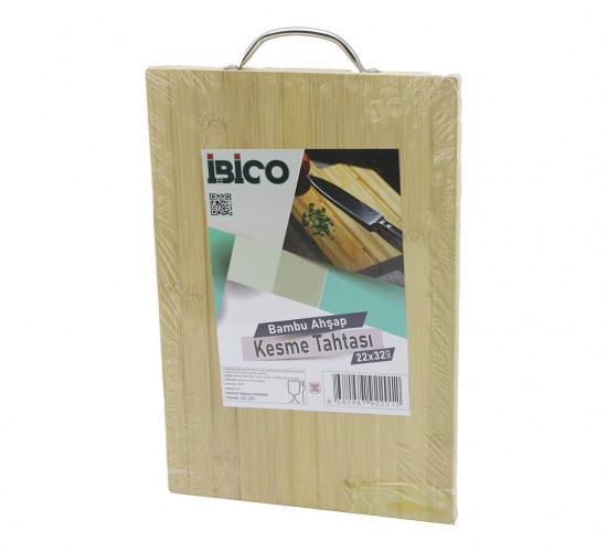 İBİCO İ22-201 ( 22X32 X 1.7CM ) LUX AHŞAP BAMBU KESİM PANOSU & KESME TAHTASI ( METAL KULPLU )*30
