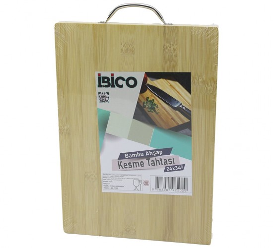İBİCO İ22-202 ( 24X34 X 1.7CM ) LUX AHŞAP BAMBU KESİM PANOSU & KESME TAHTASI ( METAL KULPLU )*30