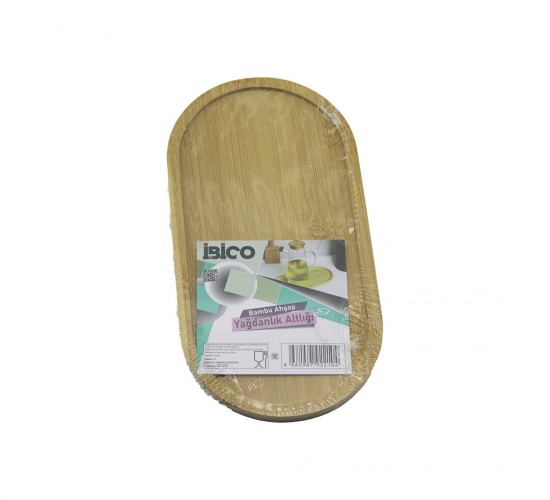 İBİCO İ22-210 ( OVAL ) AHŞAP BAMBU ( YAĞDANLIK ALTLIK ) ( MİNİ TEPSİ ) ( 12 X 23.3 X 0.8CM )*144