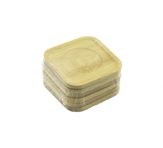 İBİCO İ22-216 ( KARE= 9.7 X 9.7CM ) ( 6PCS ) BAMBU & AHŞAP ( ÇAY TABAK )*48