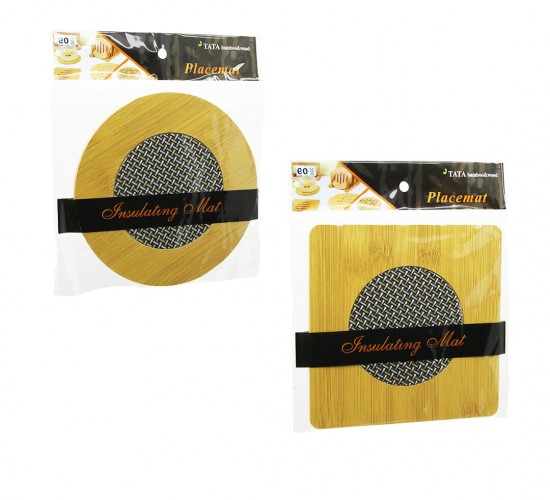 İBİCO İ22-248 ( PVC PLASTİK & ÖRGÜ DESEN GÖBEKLİ) (AHŞAP & BAMBU) NİHALE (MİX ŞEKİL= YUVARLAK=16.5CM & KARE=16.5X16.5CM)*24X12