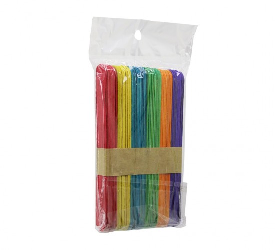 İBİCO İ15-058 ( RENKLİ ) ( 50PCS ) ( AHŞAP ) ( ELİŞİ & DİL ÇUBUK ) ( 15CM X 1.8CM )*20X5