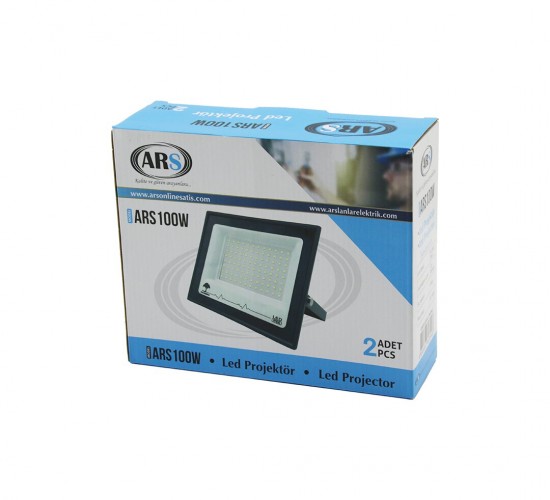 ARS KOD-344046 MODEL-ARS100W ( 2PCS ) ( 100W ) LED PROJEKTÖR ( 19X15.5CM) (AYDINLATMA AÇISI: 120°) (50.000 SAAT ÖMÜR)*10