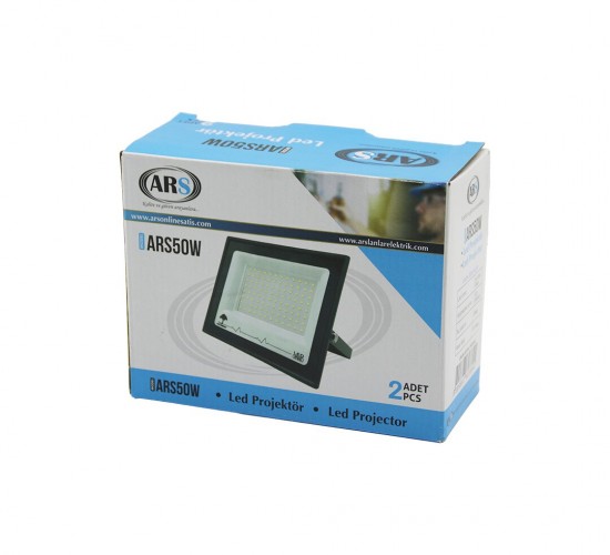 ARS KOD-343045 MODEL-ARS50W ( 2PCS ) ( 50W ) LED PROJEKTÖR ( 15X11.5CM) (AYDINLATMA AÇISI: 120°) (50.000 SAAT ÖMÜR)*20