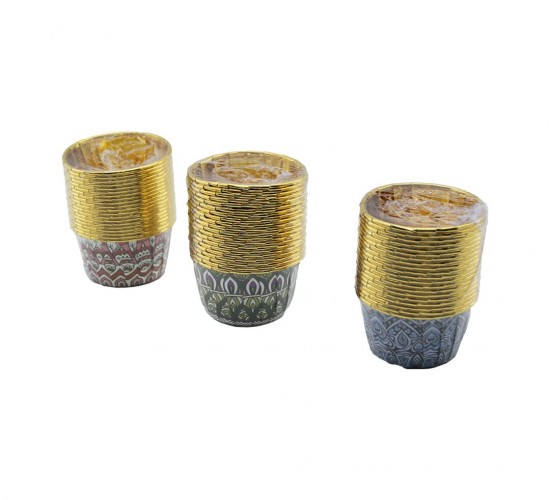 İBİCO İ22-174 ( 20PCS ) ( YUVARLAK & KALIN ) (GOLD & FOLYOLU) MUFFİN KAĞIT KEK KAPSÜLÜ (AĞIZ ÇAP: 6.5CM & DERİNLİK: 3.5CM)*12X24
