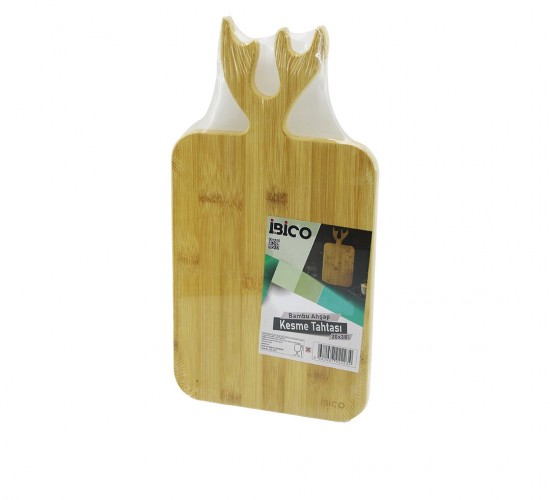 İBİCO İ22-223 (GEYİK BOYNUZ ŞEKİL KULPLU) (D.GEN) AHŞAP BAMBU KESİM PANOSU & KESME TAHTASI (20X27.5CM +KULP:10.5CM=20X38CM)*24