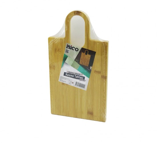 İBİCO İ22-224 ( OVAL KULPLU ) ( DİKDÖRTGEN ) AHŞAP BAMBU KESİM PANOSU & KESME TAHTASI (20X28CM +KULP:9CM=20X37CM)*24