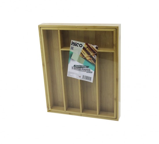 İBİCO İ22-205 (5+2 BÖLME=3+1+1 )+2 BÖLME=AÇ-KAPA) (AHŞAP BAMBU) (ÇEKMECE İÇİ) KAŞIKLIK (KAPALI=29X35CM & AÇIK=43.2X35CM) (ÇOK AMAÇLI ORGANİZER)*12