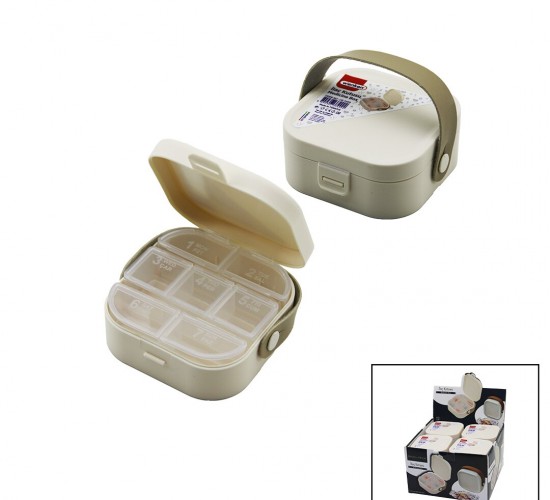 WENKEN UR-3499 (PLS.KUTU ÇANTALI=9X9CM & Y:3.7CM ) İLAÇ KUTUSU (7 GÜNLÜK= 2+2+3 ŞEFFAF PLASTİK ) (TAŞIMA KULPLU)
